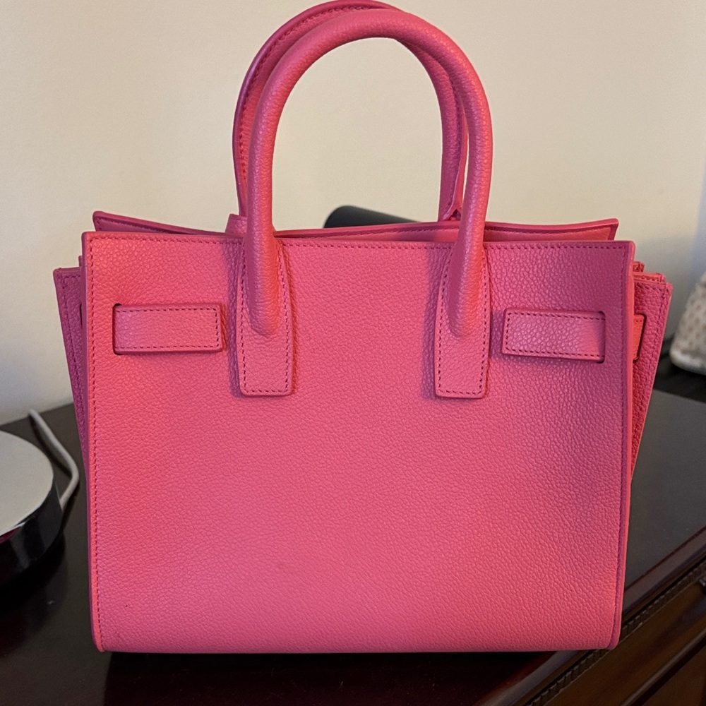 Saint Laurent Nano Sac Du Jour Grained Fuchsia Satchel Bag - Picture 2 of 4